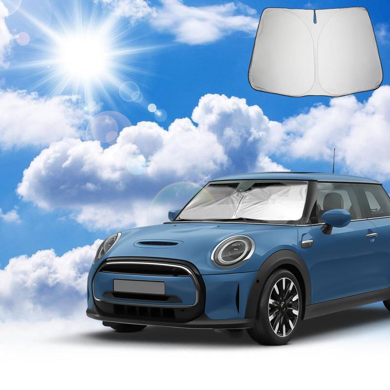 Coleya Windschutzscheibe Sonnenschutz Kompatibel mit Mini Cooper F55 F56 2015-2024, Mini Cooper Frontscheibe Sonnenschirm, Mini Cooper Zubehör Sonnenblende, Faltbare, UV-Strahlen Schutz von Coleya