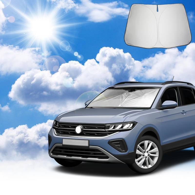 Coleya Windschutzscheibe Sonnenschutz Kompatibel mit VW T-Cross 2018-2024, T Cross Frontscheibe Sonnenschirm, VW T-Cross Zubehör Sonnenblende, Faltbare, UV-Strahlen Schutz von Coleya