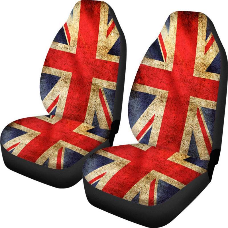 Coloranimal British National Flags Pattern 2er-Set Auto-Sitzbezug Innenraum Auto-Protector Anti-Kratz-Kissenbezug für mehr Auto-SUV Van Sedan Truck Vehicle von Coloranimal