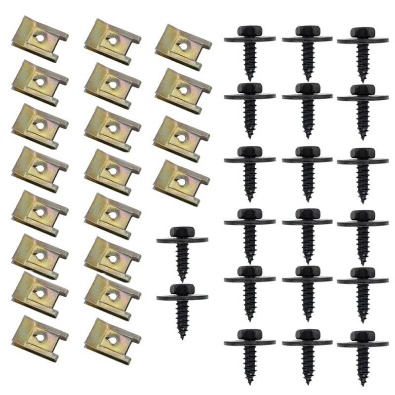 ComPDCVD Schraube Mutter Clip Kit 20 Sätze Kotflügelclip Blechmuttern Befestigung Clips U Typ Karosserie-Klemmen und Schrauben Klammer Radkasten Abdeckung Unterboden Kotflügel für Auto von ComPDCVD