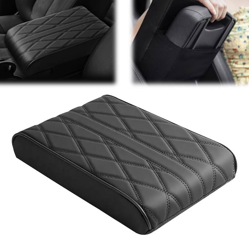 Schwamm Auto Armlehnenbox Pad Universeller Stil, 2024 Neu 12 x 8 zoll Memory Baumwolle Auto Armlehne Box Pad, Schwamm Car Armrest Box Pad für SUV, LKW, Fahrzeug (Schwarz) von ComedyKing