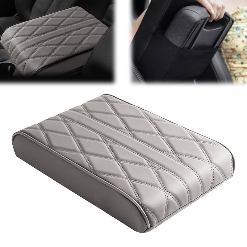 Schwamm Auto Armlehnenbox Pad Universeller Stil, 2024 Neu 12 x 8 zoll Memory Baumwolle Auto Armlehne Box Pad, Schwamm Car Armrest Box Pad für SUV, LKW, Fahrzeug (grau) von ComedyKing