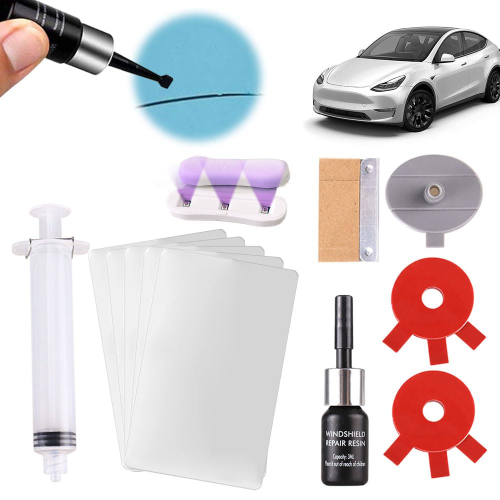 Steinschlag Reparaturset Windschutzscheibe mit UV-Lampe, Glas Reparatur Set, Auto Windshield Repair Kit, Glas Reparatur Flüssigkeit, Schnell & Einfach, Praktisches Steinschlag Reparatur Set (1pcs) von ComedyKing