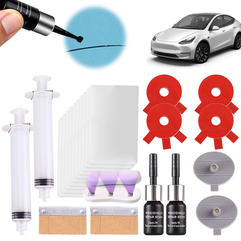 Steinschlag Reparaturset Windschutzscheibe mit UV-Lampe, Glas Reparatur Set, Auto Windshield Repair Kit, Glas Reparatur Flüssigkeit, Schnell & Einfach, Praktisches Steinschlag Reparatur Set (2pcs) von ComedyKing