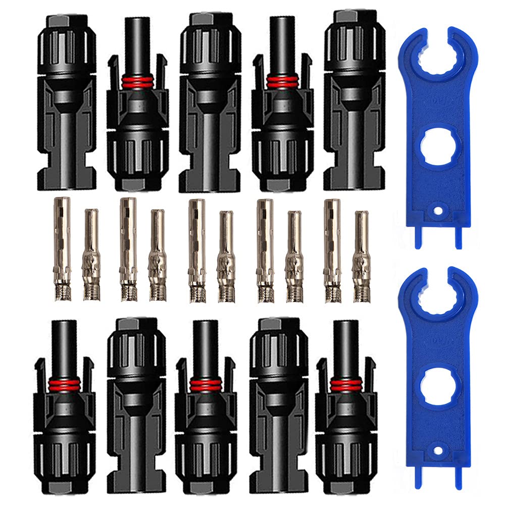 5 Paar Solarstecker, Solarpanel-Stecker, männliche/weibliche Solarpanel-Kabelstecker, Solarstecker, Photovoltaik-Stecker für 2,5/4/6 mm² Solarpanels PV und ein Schraubenschlüssel von Comforty