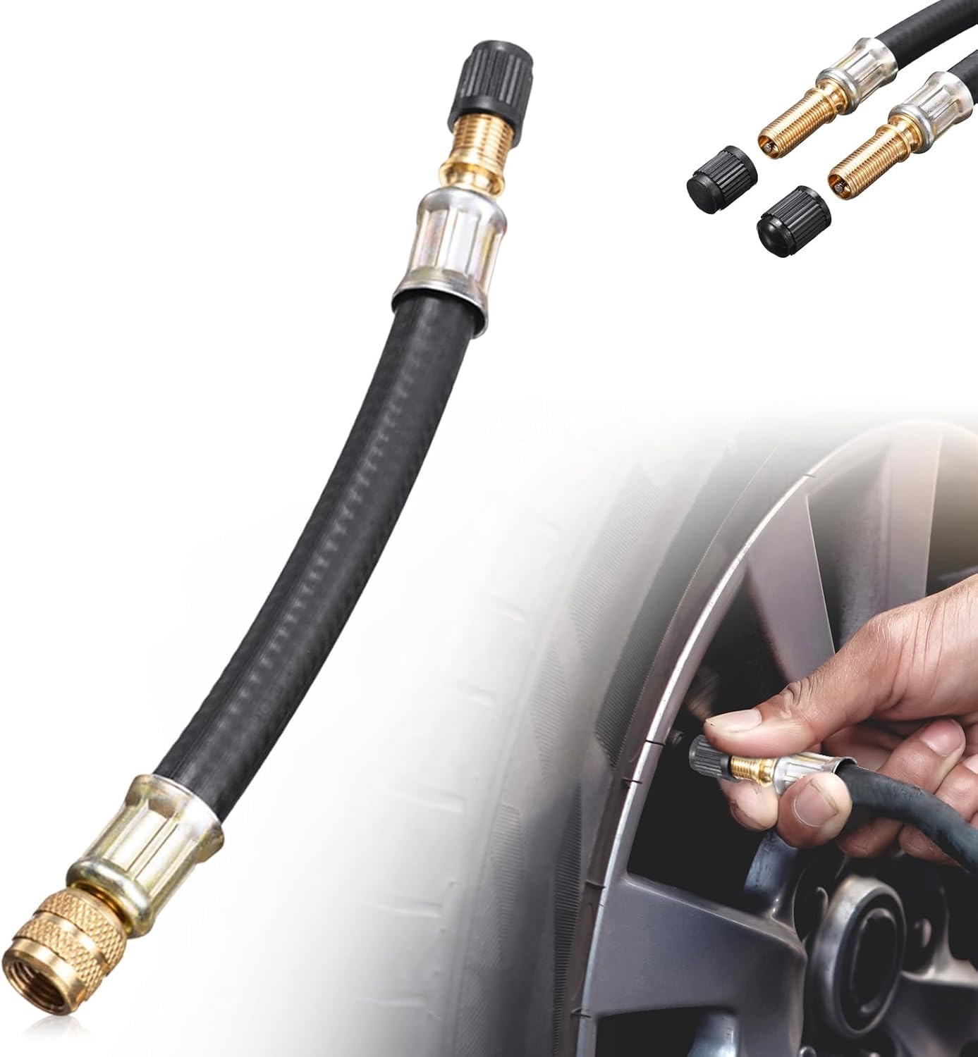 Comforty Universal Flexible Tire Valve Extenders,Universelle Flexible Reifenventilverlängerungen, Ventilverlängerung Autoventil für universelle Autos LKWs Motorräder Fahrräder, 100mm von Comforty