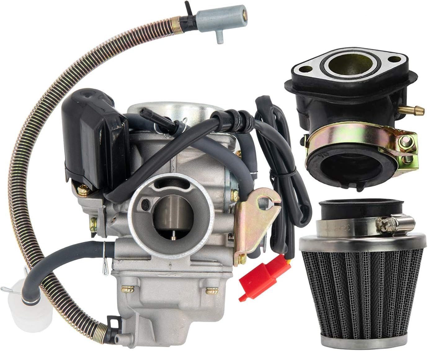 GY6 (150cc) Vergaser für 150cc 125cc 152QMJ 157QMJ 4-Takt-Motoren, elektrischer Choke, Motorrad, Roller – GY6 150cc Vergaser 24 mm PD24J Vergaser von Comforty