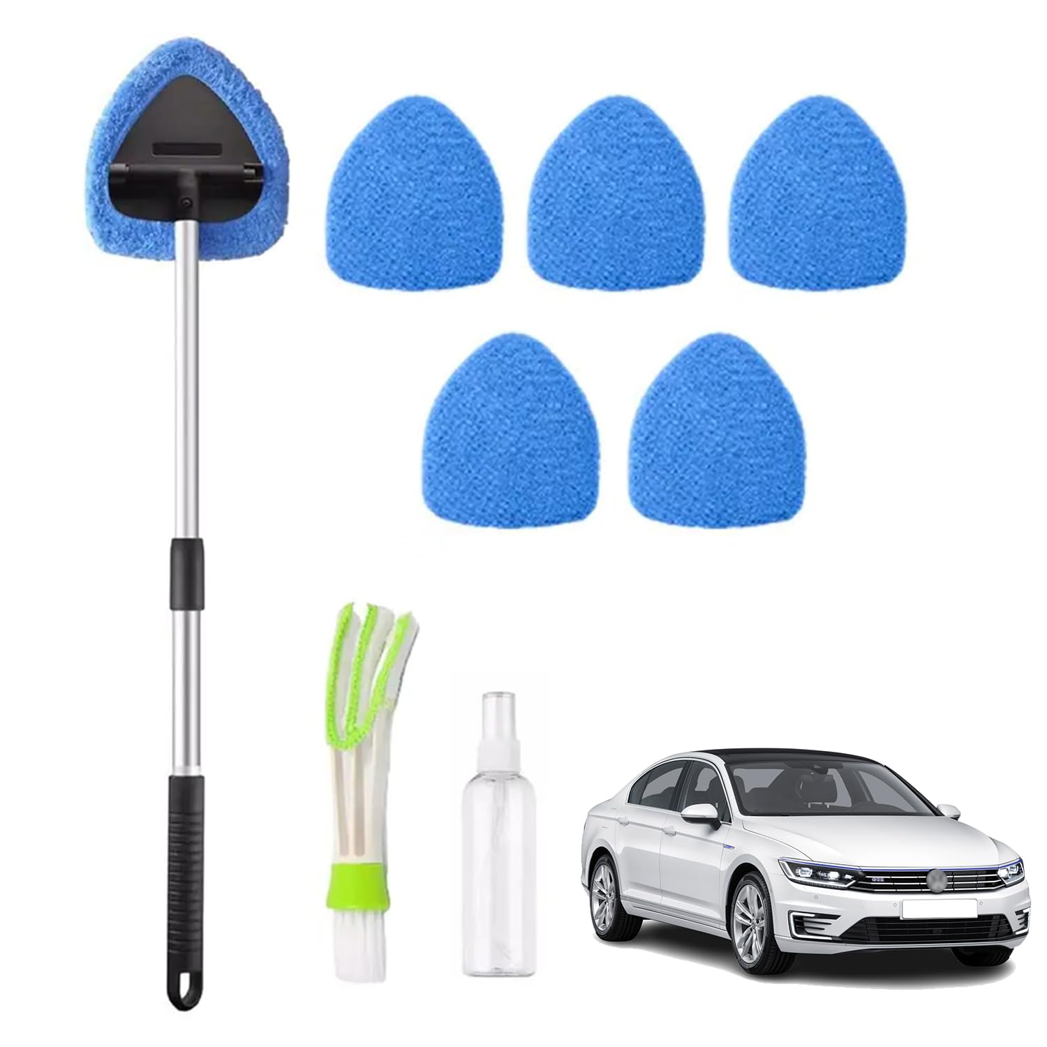 Auto Fensterwischer Kit mit 6 Mikrofaserpads und Sprühflaschen, Autoscheiben Innenreiniger, Erweiterbares Windschutzscheiben Reiniger, Windschutzscheiben Reiniger, Autoscheiben Innenreiniger Set von Comioke