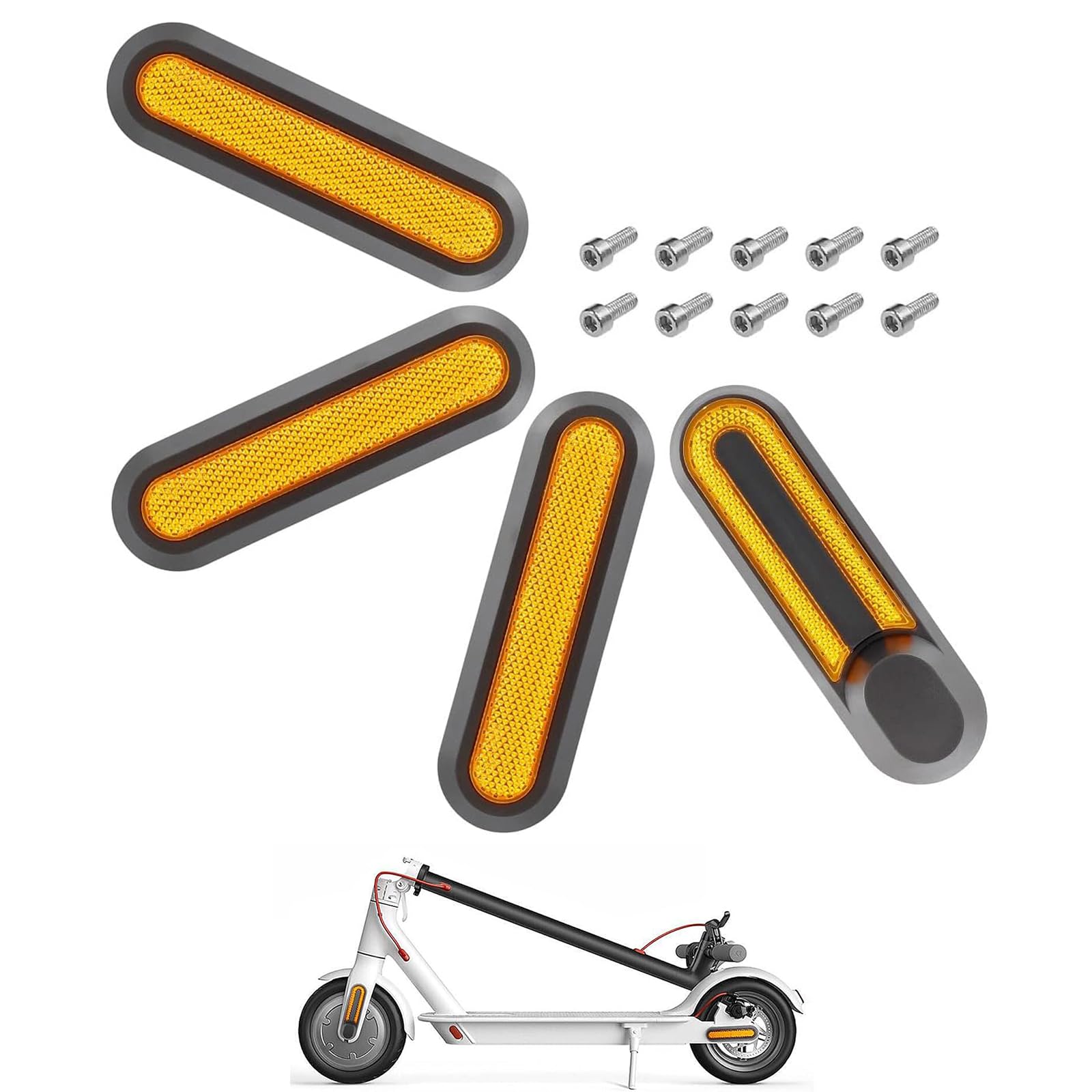 Roller Radabdeckung Reflektorstreifen, Scooter Reflektoren, 4er Set Scooter Ersatzteiil, Scooter Seitenabdeckungen Mit Rückstrahler Aus Kunststoff Kompatibel Für 1s / M365 / Pro2, Scooter Ersatzteile von Comioke