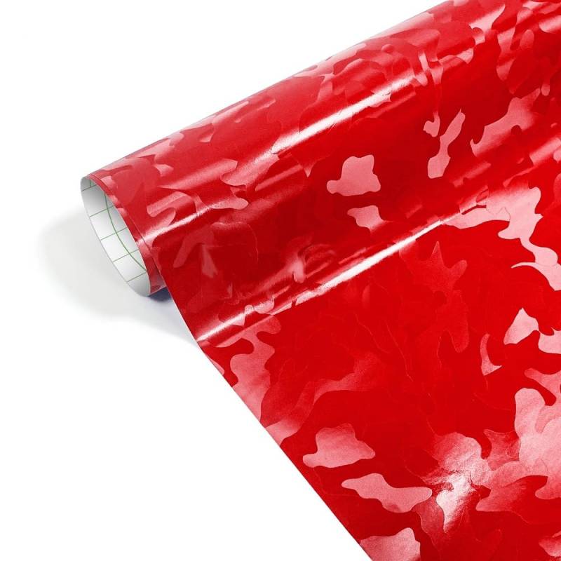 CompraFun Auto Folie, 3D Carbon folie Camouflage aus Vinyl Selbstklebend Blasenfrei, Auto Folierung Folie für DIY Dekoration Auto Motorrad Fahrrad Lackschutzfolien (Camouflage Rot, 30 x 150CM) von CompraFun