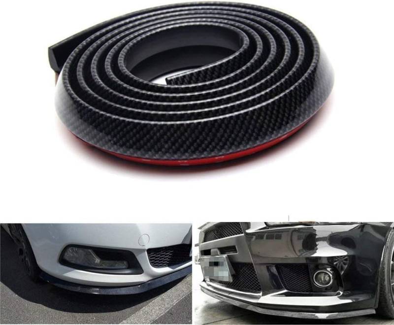 CompraFun Selbstklebend Frontspoilerlippe,2.5M Universal Tuning Frontspoiler Protector aus Kohlefaser für Auto PKW Kfz von CompraFun