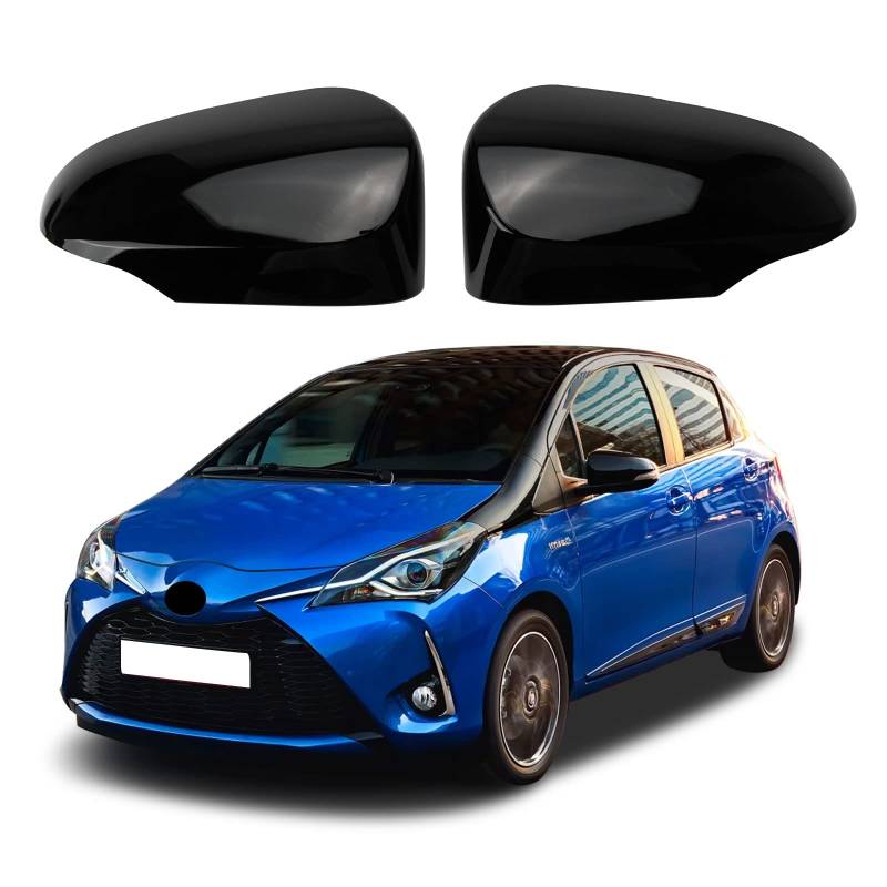 Auto Spiegelkappen, 1 Paar Auto Tür Außenspiegelkappe Rückspiegelkappe Seitenspiegel Abdeckungen für Toyota Yaris 2012-2019 (Schwarz) von ConBlom