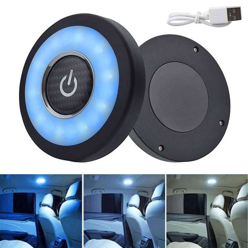 ConBlom 3 Farbe LED Auto Nachtlicht, USB Aufladbare Nachtlampe CAR Deckenleuchte Leselampe, Selbstklebende Magnetischer Led Licht für Car LKW Schrank Camping Lager Wohnwagen Zimmer (Blau & Weiss) von ConBlom