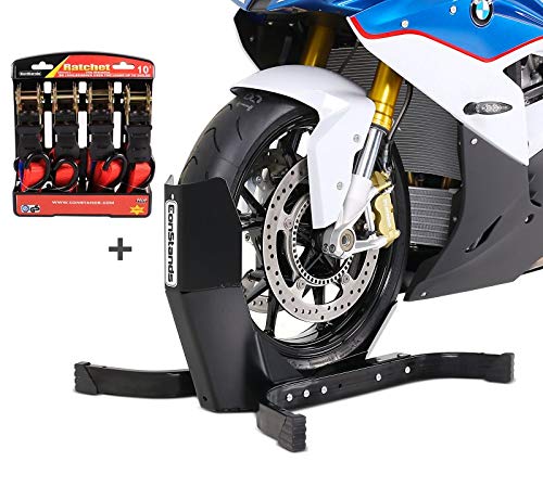 ConStands Easy Plus - Motorradwippe inklusive 4-Fach Spanngurt-Set für Anhänger | Zurrschlaufen Radhalter Radklemme von ConStands