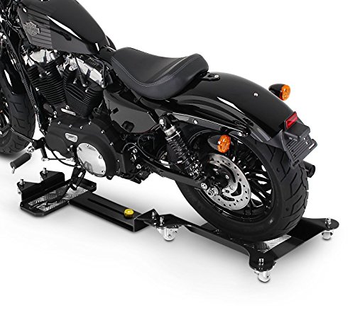 ConStands Motomover III - Motorrad Rangierschiene für Chopper/Custombike Schwarz Längenverstellbar Rangierhilfe Seitenständer Hinterrad CB84106 von ConStands