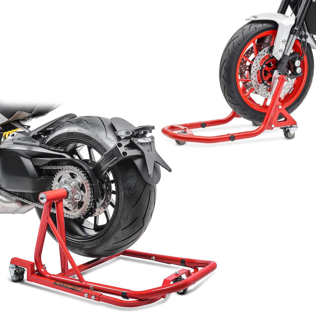 Set Montageständer vorne + hinten kompatibel für Ducati Streetfighter V2 rot MX1 von ConStands