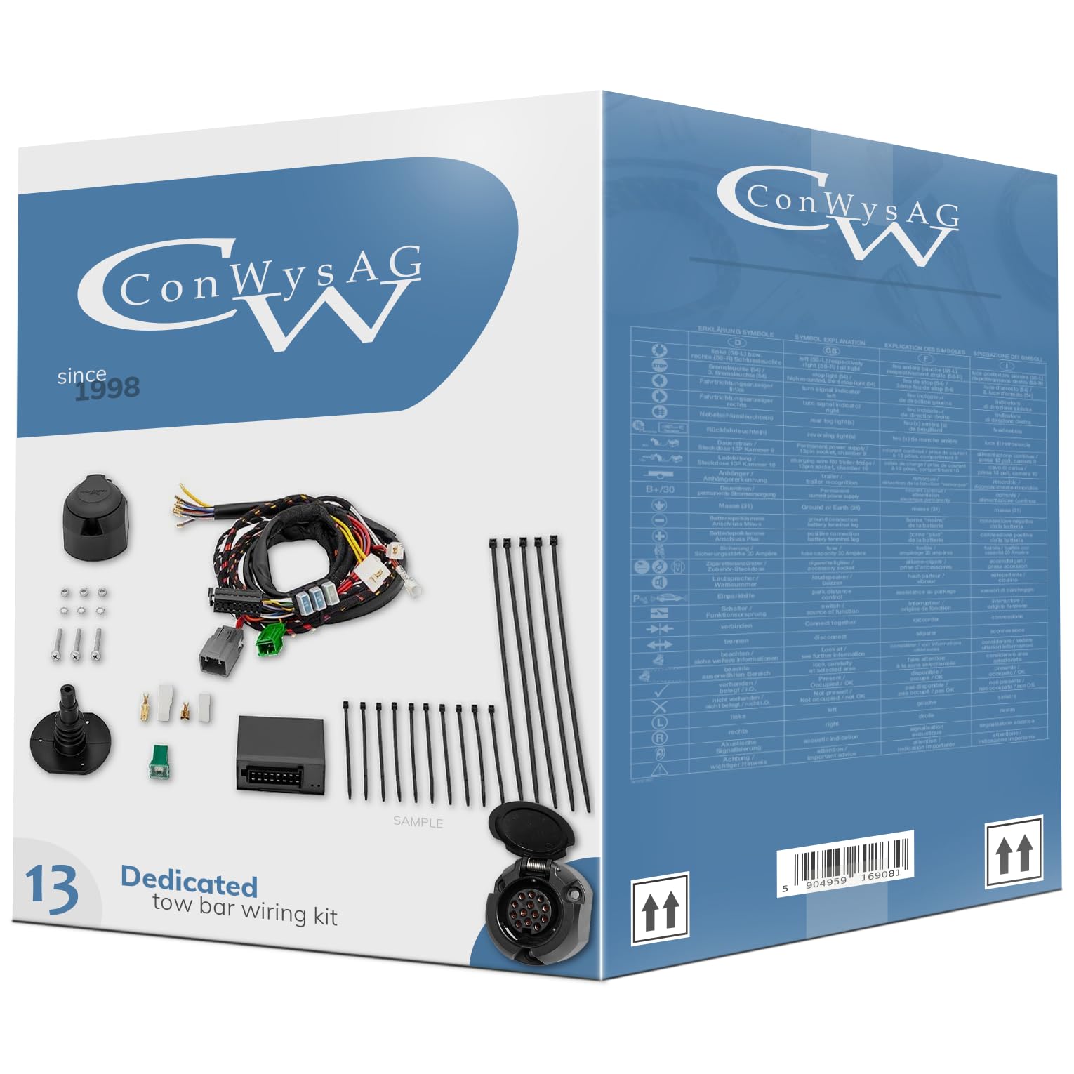 ConWys AG Fahrzeugspezifisch Elektrosatz 13-pol kompatibel mit BMW 5er E60 Stufenheck Limousine 4 Türer 07.2003-2010 von ConWys AG