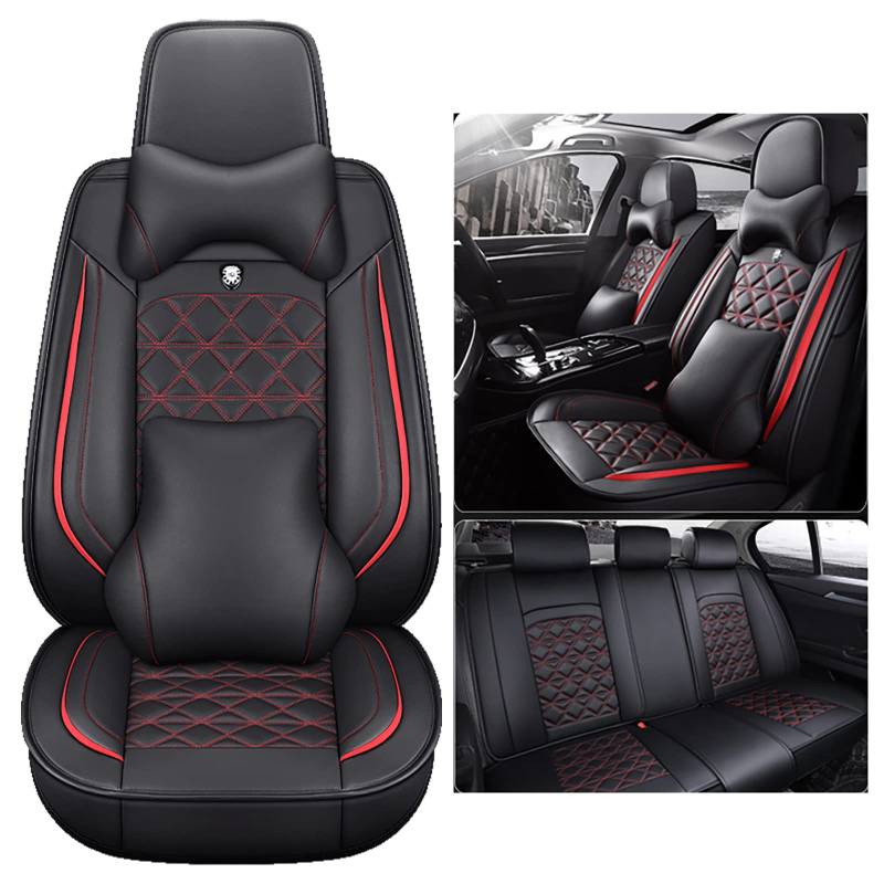 Congxy Sitzbezüge Auto Autositzbezüge Universal Set Zubehör für Kia Proceed GT Line S(CD) / GT Line(CD) / GT(CD)(JD) / Proceed(ED)(JD) / Visto/XCeed PHEV(CD) / XCeed(CD), Schwarz Rot Luxus von Congxy