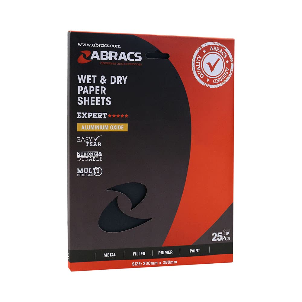 Abracs ABWD0180 Wasserfestes Schleifpapier Blatt - 230mm x 280mm x 180g - 180 Körnung - Mit Spenderbox von Connect