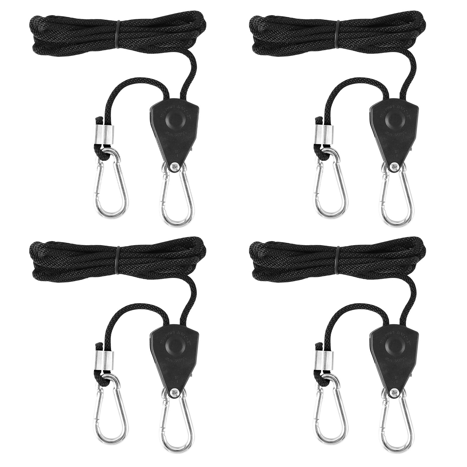 4 Stück Ratchet Hanger, Verstellbarer Seilspanner, Seilzug mit Ratsche, 2.4m Seilzugratsche für Pflanzenventilator Licht Zimmerpflanzen von Connextion