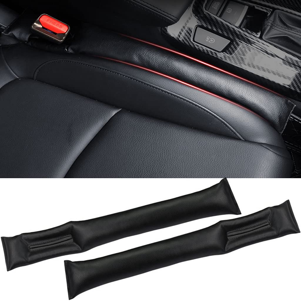 Conruich 2 Stück Autositz Lückenfüller Lückenkissen Autositz Gap Stopper Beige Universal Leder Autositzauflage Spaltfüllpad Autositz Spacer Gap Filler für die Meisten Modelle von Auto (Schwarz) von Conruich