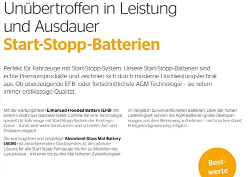 Autobatterie Continental EFB - 12V 70Ah 650A Start&Stop von Continental