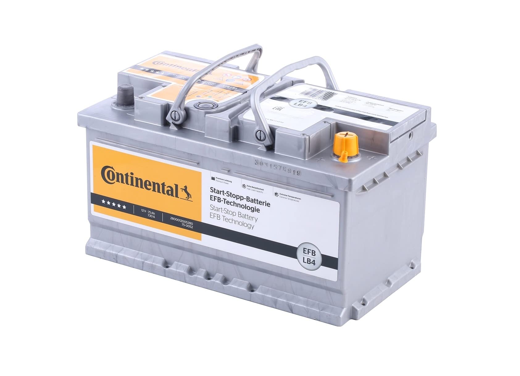 CONTINENTAL Starterbatterie 2800012005280 Autobatterie LB4 EFB-Batterie 12V 75Ah 730A von Continental