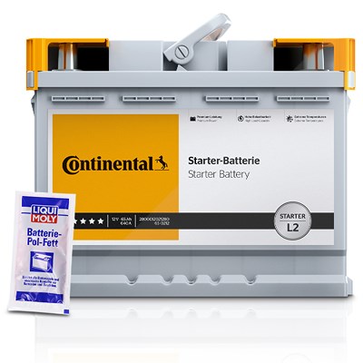 Continental Starterbatterie L3 80Ah 750A + 1x 10g Batterie-Pol-Fet [Hersteller-Nr. 2800012023280] für Alfa Romeo, Alpina, Audi, BMW, Cadillac, Chevrol von Continental