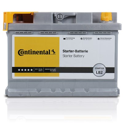 Continental Starterbatterie LB2 60Ah 580A [Hersteller-Nr. 2800012020280] für Citroën, Rover, Kia, Chrysler, Opel, Suzuki, Mazda, Lancia, Dacia, Merced von Continental