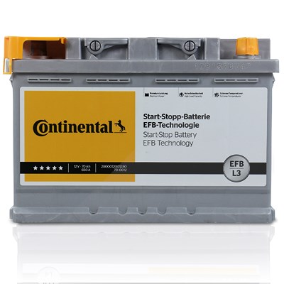 Continental Starterbatterie Start-Stopp-Batterie EFB L3 70Ah 760A [Hersteller-Nr. 2800012001280] für Alfa Romeo, Audi, BMW, Chevrolet, Chrysler, Citro von Continental