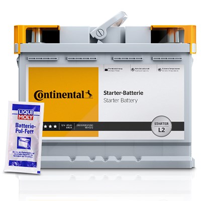 Continental Starterbatterie L2 65Ah 640A + 10g Batterie-Pol-Fett [Hersteller-Nr. 2800012021280] für Abarth, Alfa Romeo, Alpina, Alpine, Audi, BMW, Chr von Continental