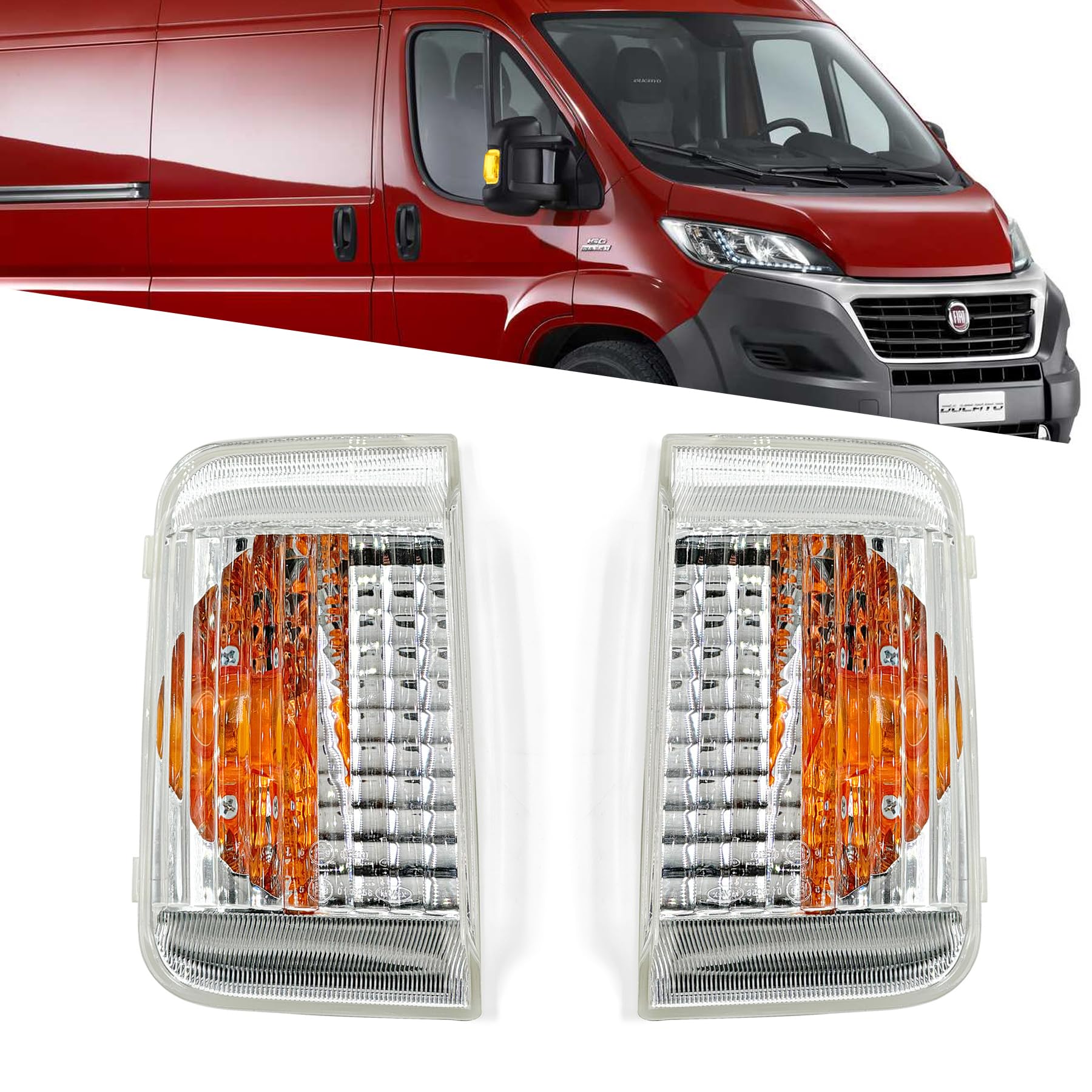 Convitex 1 Paar Spiegelblinker Außenspiegel Blinkerkappe passend für Ducato Boxer Jumper baujahr 2006-2023 Blinker Spiegel Blinkleuchte (Links+Rechts) Orange von Convitex