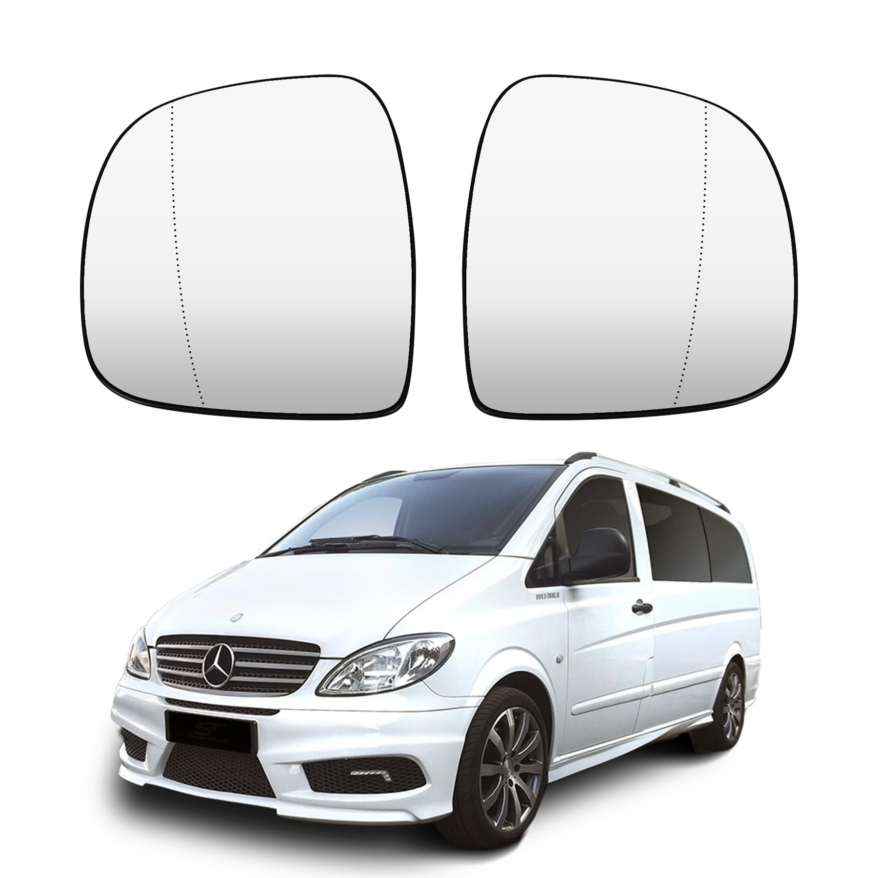 Convitex 2 PCS Spiegelglas für MERCEDES Vito W639 2003-2011 Beheizbar Asphärisch，Links + Rechts von Convitex