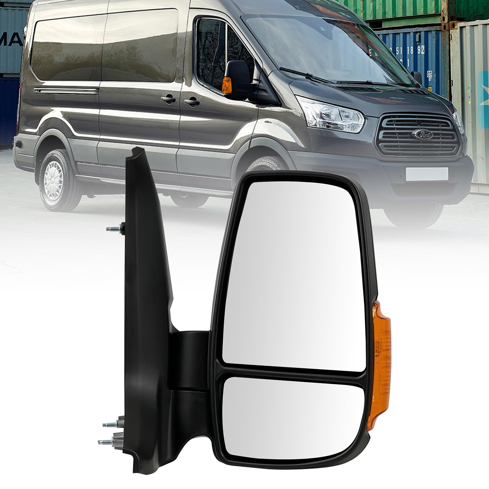 Convitex Außenspiegel für FORD TRANSIT baujahr 2014-2020 Spiegel Elektrisch Beheizbar zubehör Mit Blinker 16w Rechts Beifahrerseite 8 pin Kurzarm von Convitex