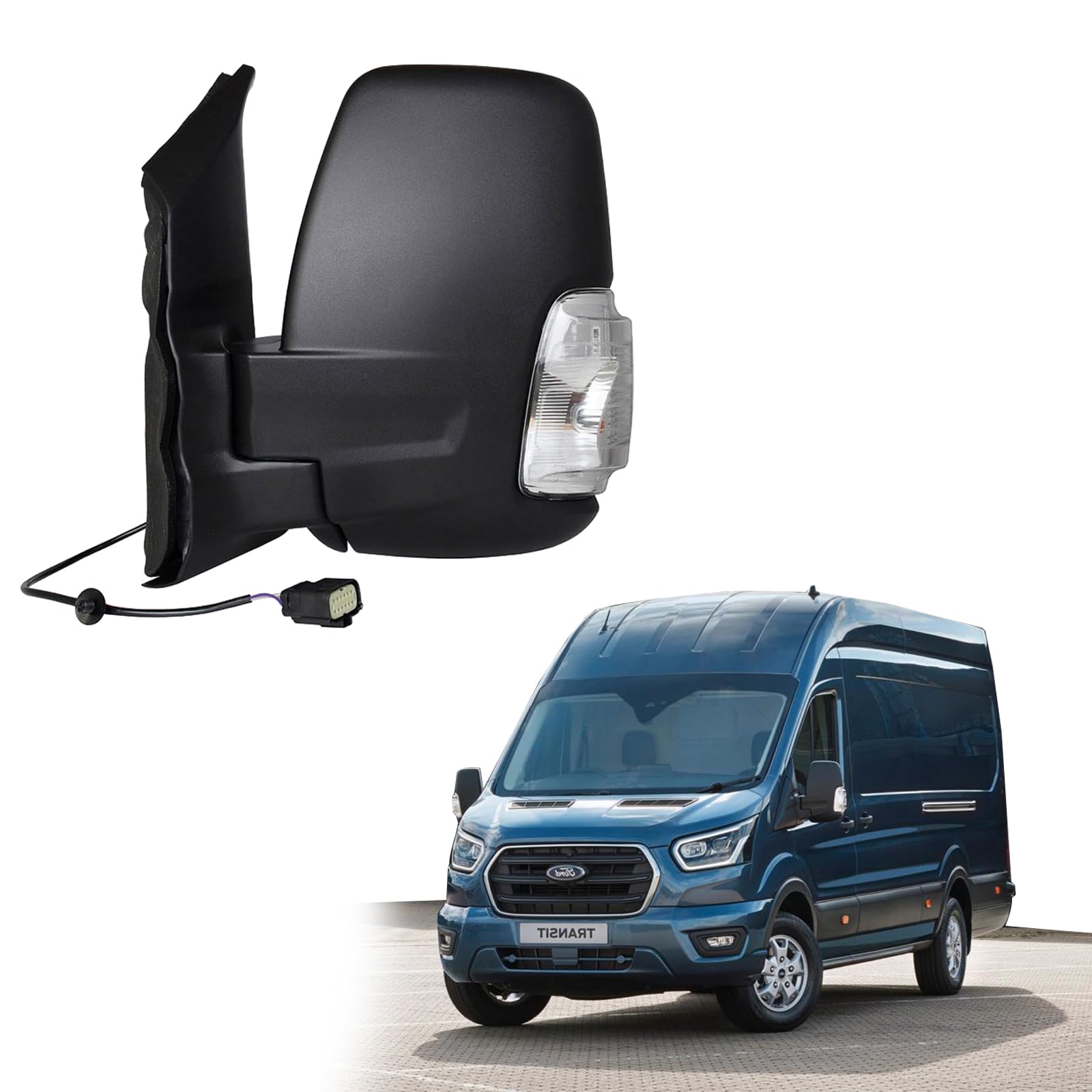 Convitex Außenspiegel für FORD TRANSIT baujahr 2020- Spiegel Elektrisch Beheizbar zubehör Mit Blinker 16w Links Fahrerseite 6 pin Kurzarm von Convitex