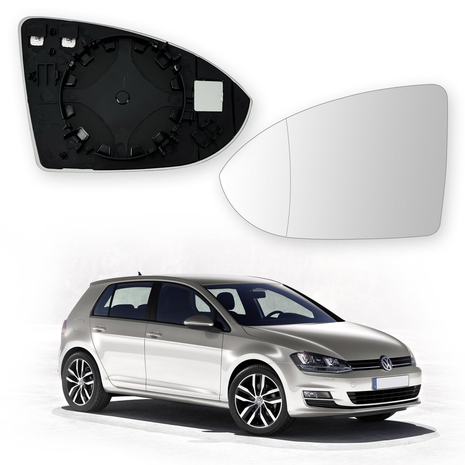 Convitex Golf 7 Spiegelglas Links 2012-2021, Beheizbar Spiegel Glas für GOLF 7 5G1 BQ1 BE1 BE2, GOLF 7 Variant Ersatzspiegelglas, BA5 BV5 Asphärisch Rückspiegelglas GTD GTI TSI TDI | Fahrerseite von Convitex