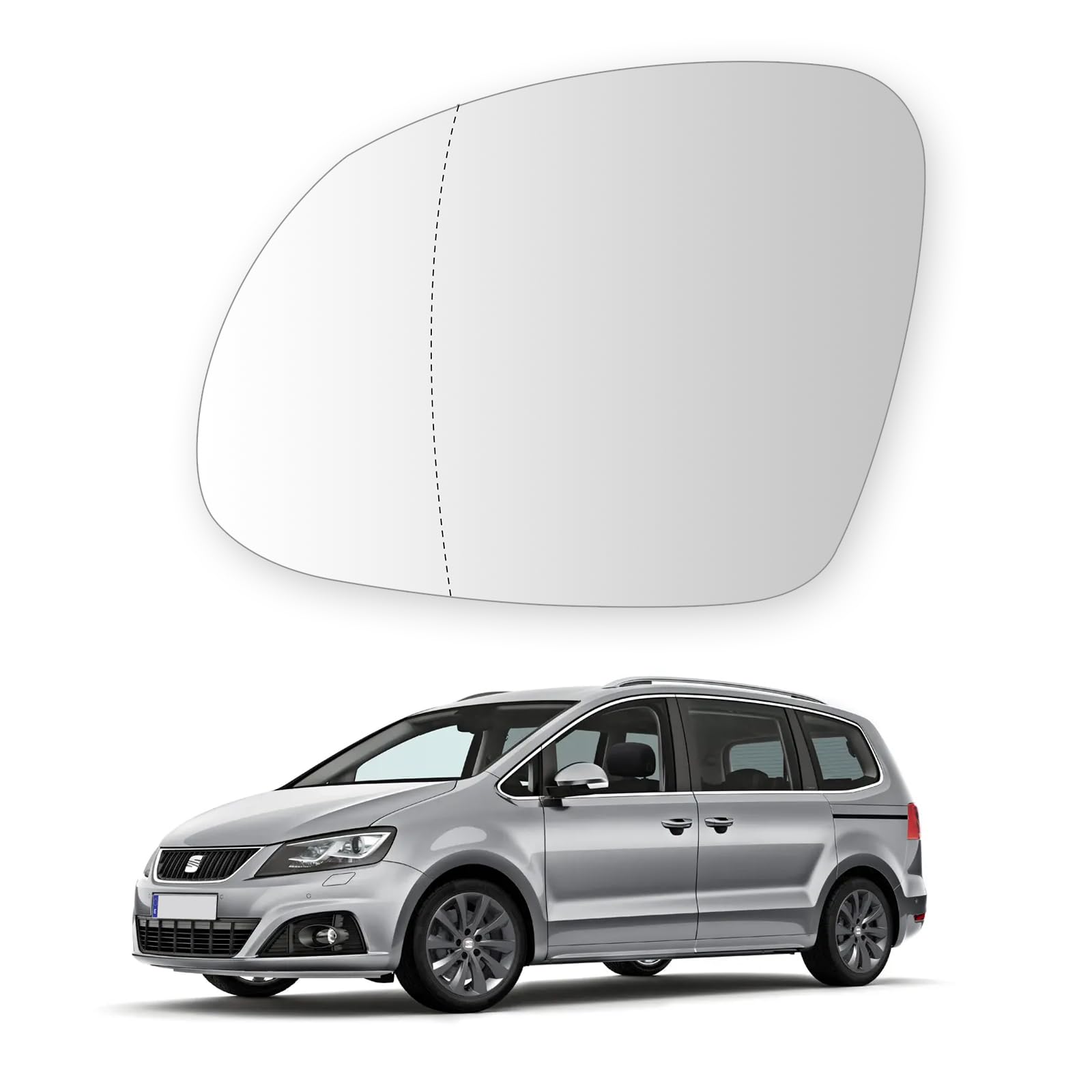 Convitex Links Spiegelglas für Tiguan 5N 07-18 Beheizbar, Asphärisch Ersatz Spiegel Glas für SHARAN 7N1 7N2 10-15, Außenspiegel Glas für SEAT ALHAMBRA 710 711 10-18, YETI 5L 09-17 Fahrerseite von Convitex