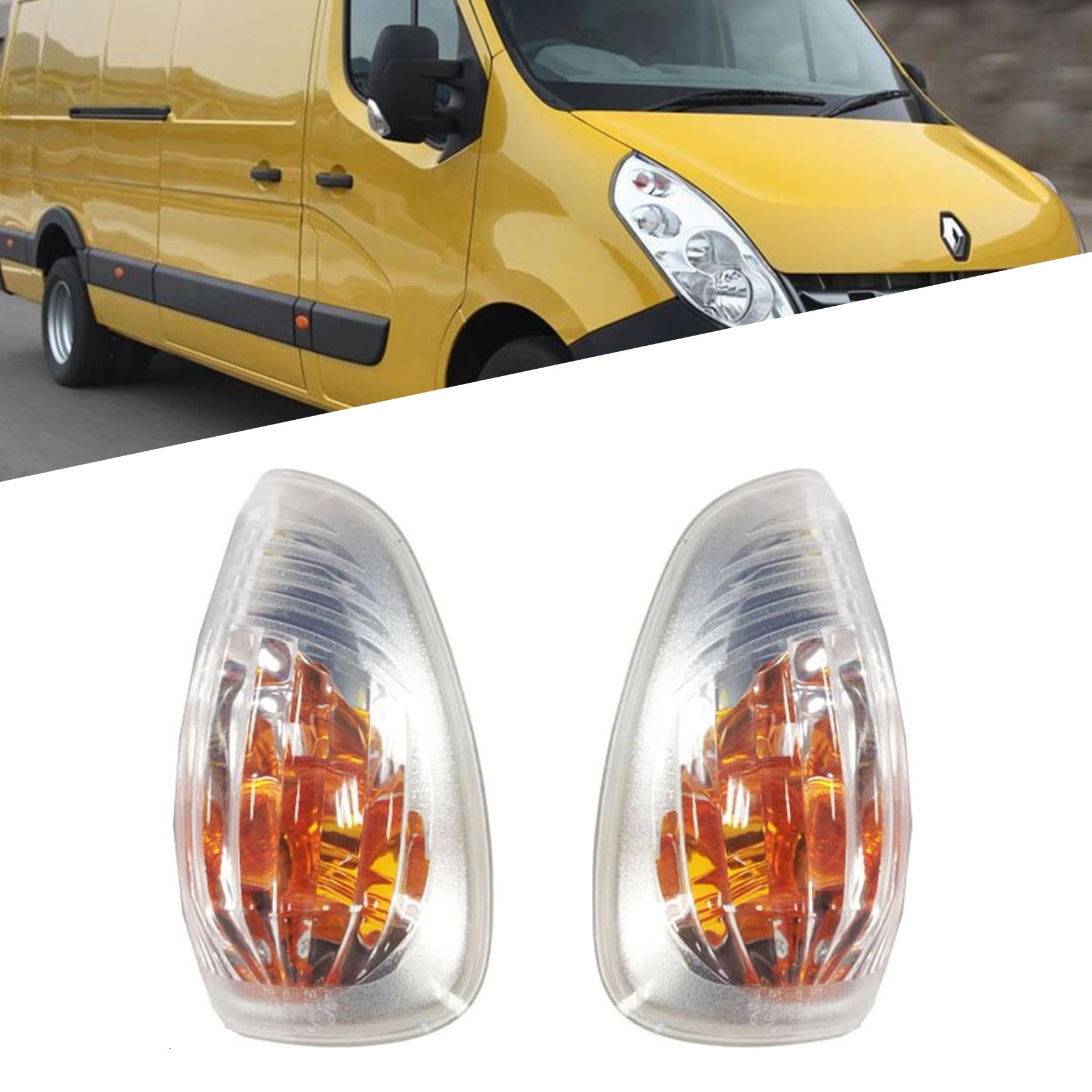 Convitex 2 Spiegelblinker passend für Renault Master 3 Baujahr 2010- Spiegel blinker Außenspiegel Blinkerkappe Blinkleuchte Orange 1 Paar(Links+Rechts) von Convitex