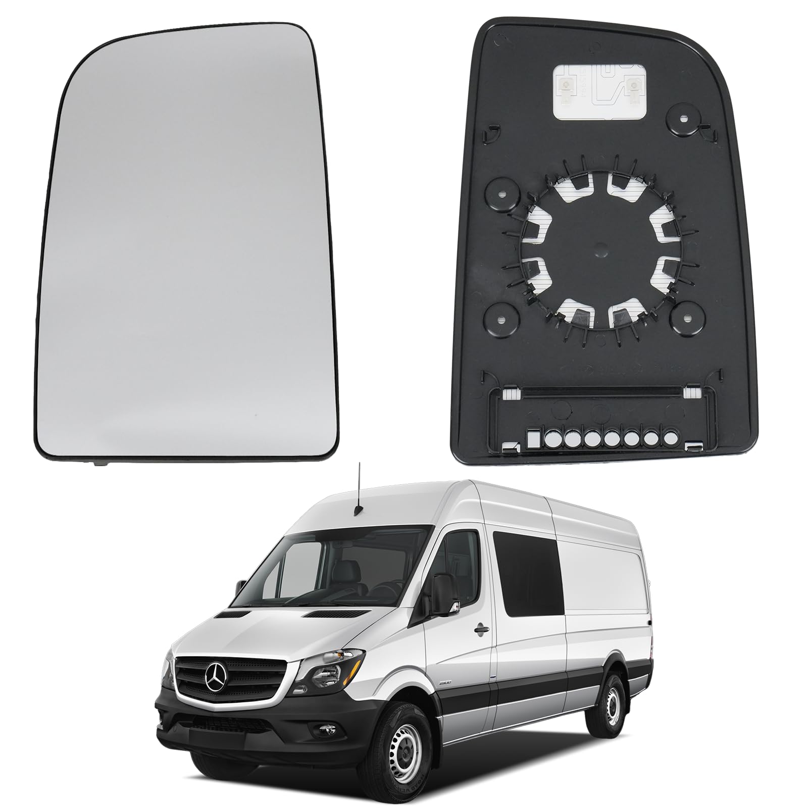 Convitex Spiegelglas Links für MERCEDES SPRINTER 906 2010- Elektrisch Beheizbar Konvex Runder Halter von Convitex