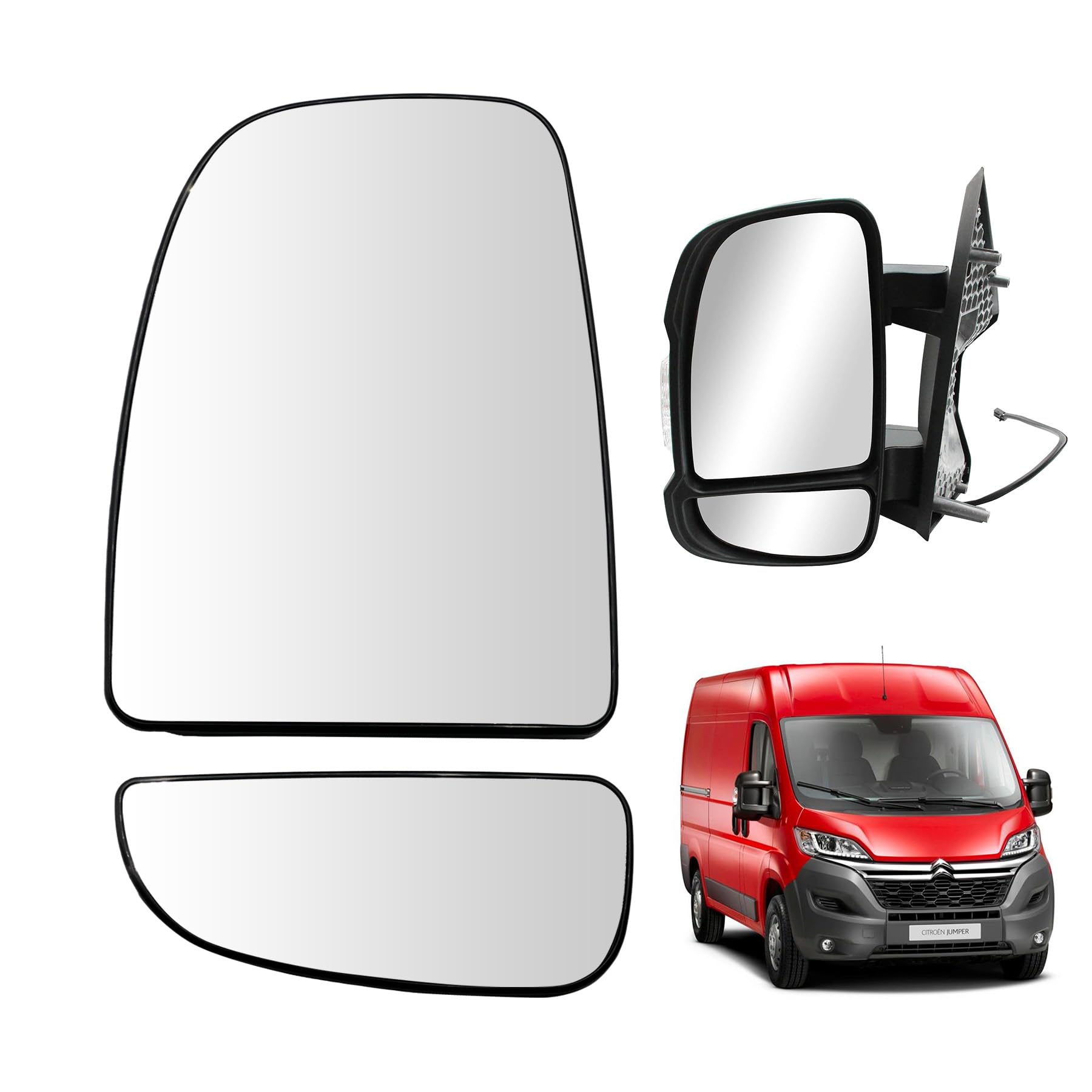 Convitex Spiegelglas Links für Ducato Jumper Boxer Movano C 2006-, Beheizbar Konvex Ersatzspiegelglas, Außenspiegel Glas Links Fahrerseite von Convitex