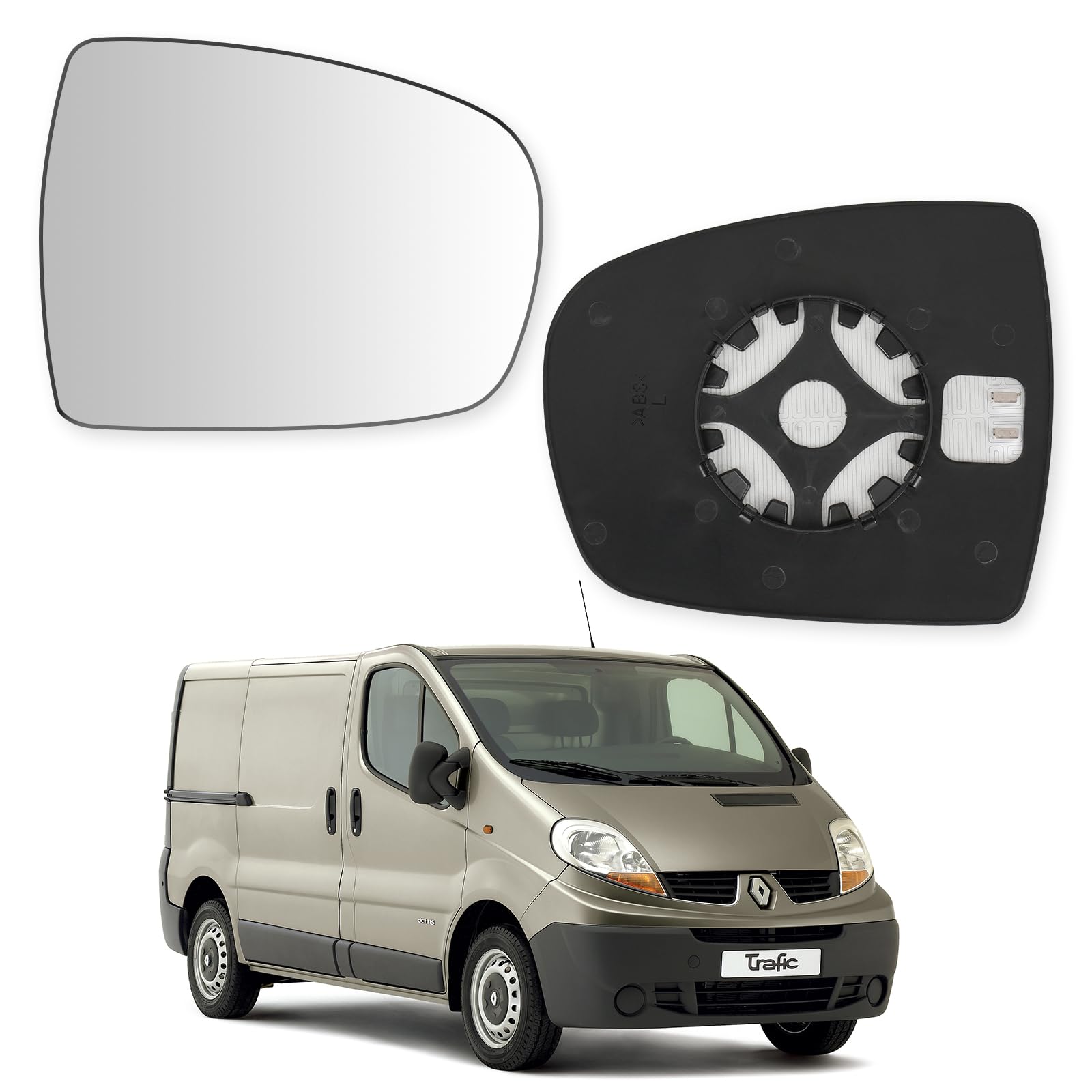 Convitex Spiegelglas für Nissan Primastar (01-13), Opel Vivaro A (01-13), Renault Trafic II (01-13), Vauxhall Vivaro (01-13), Rechts, Spiegelglas+haltefuss, Konvex, Beheizbar von Convitex