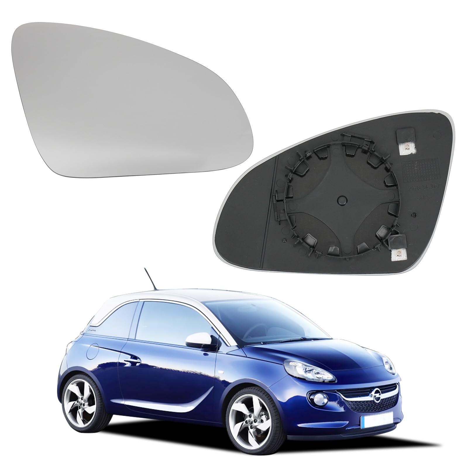 Convitex Spiegelglas für OPEL ADAM (12-19), OPEL ASTRA J (09-15), Rechts, Spiegelglas+Haltefuss, Konvex, Beheizbar von Convitex