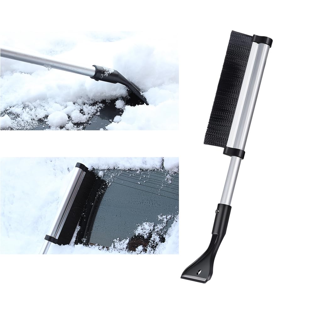 Coogime Eiskratzer Auto mit Besen, 60cm einziehbar Eiskratzer mit Schneebesen, Scheibenkratzer Auto/Schneekratzer Auto mit Besen/Scheibenkratzer Winter/Eisschaber Auto von Coogime