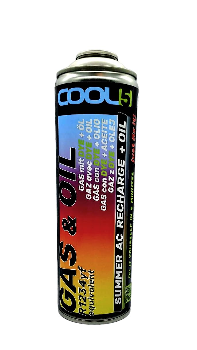 Cool5 FreezeEco - R1234yf Gas Ersatz + Öl + Dichtungsmittel 3in1 mit erhöhter Kapazität - Gewinde TYP B - für Autos ab 2017 - Klimaanlage Kältemittel, Nachfüllgas von Cool5