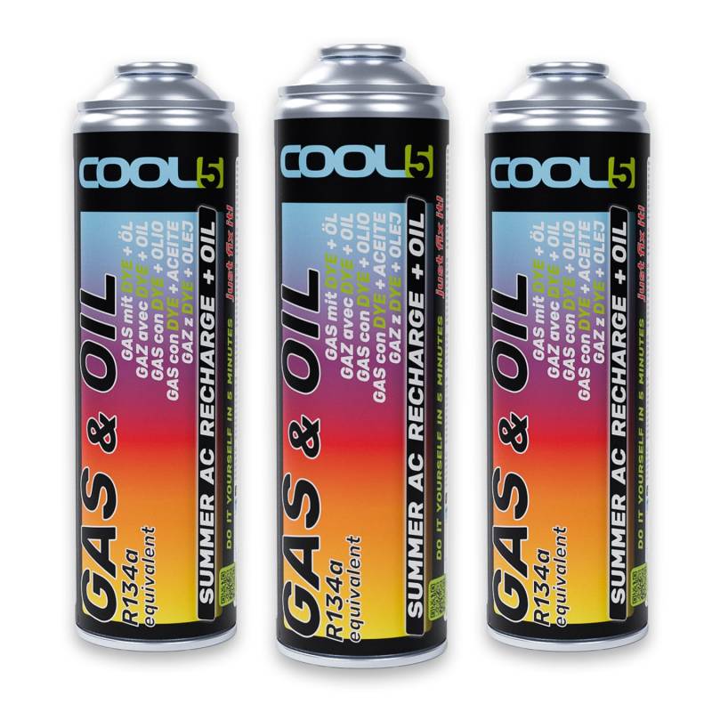 Cool5 Full KIT AC 5in1 (3 Dosen 2in1 290g R134a Autos 1995-2016) von Cool5