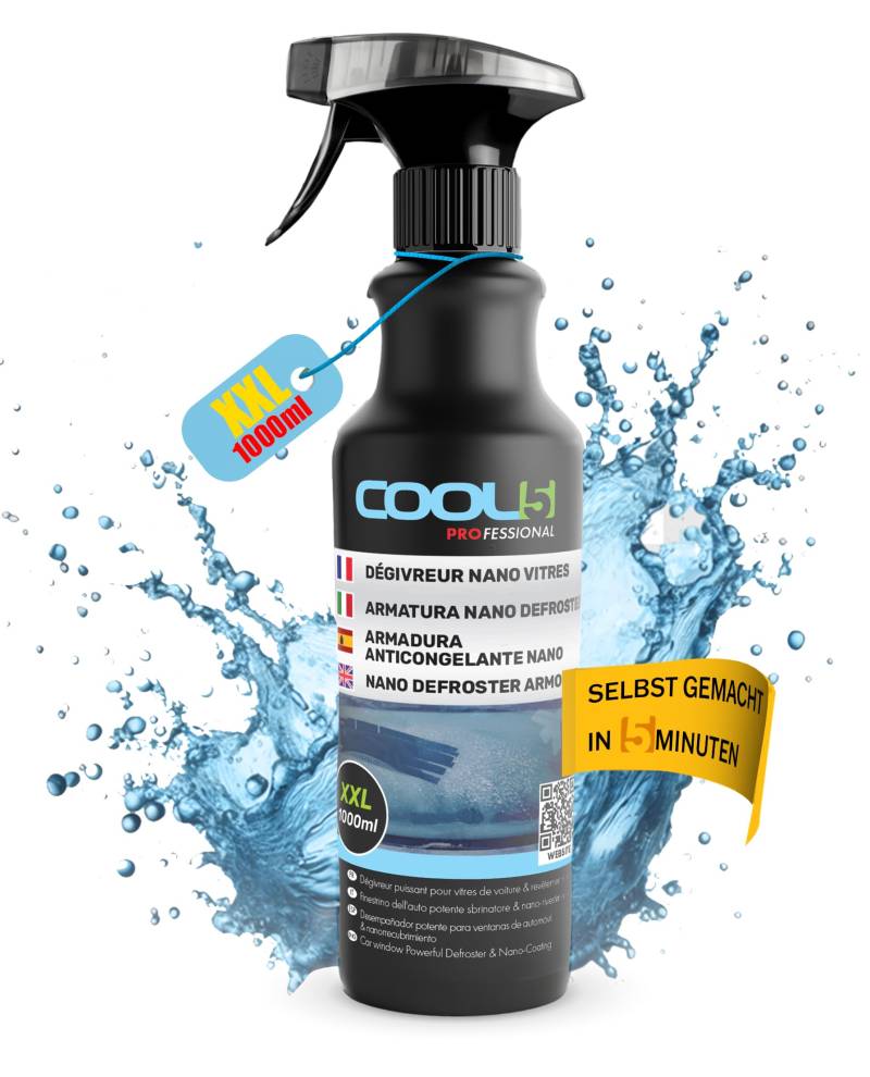 Cool5 Nano Defroster Armour - XXL Scheibenentfroster, 1000 ml + Free Universalreiniger 500ml von Cool5