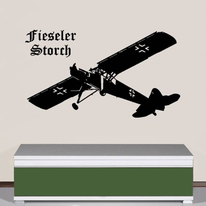 Wandtattoo Fieseler Storch Fi 156STOL Flugzeug Verbindungsflugzeug 79x45cm#A1553 von Copytec