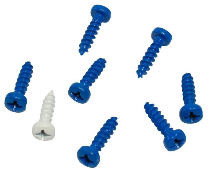 Cora 000116009 Kit 8 Schrauben Kit Kennzeichenhalter, 7 blau und 1 weiß von CORA