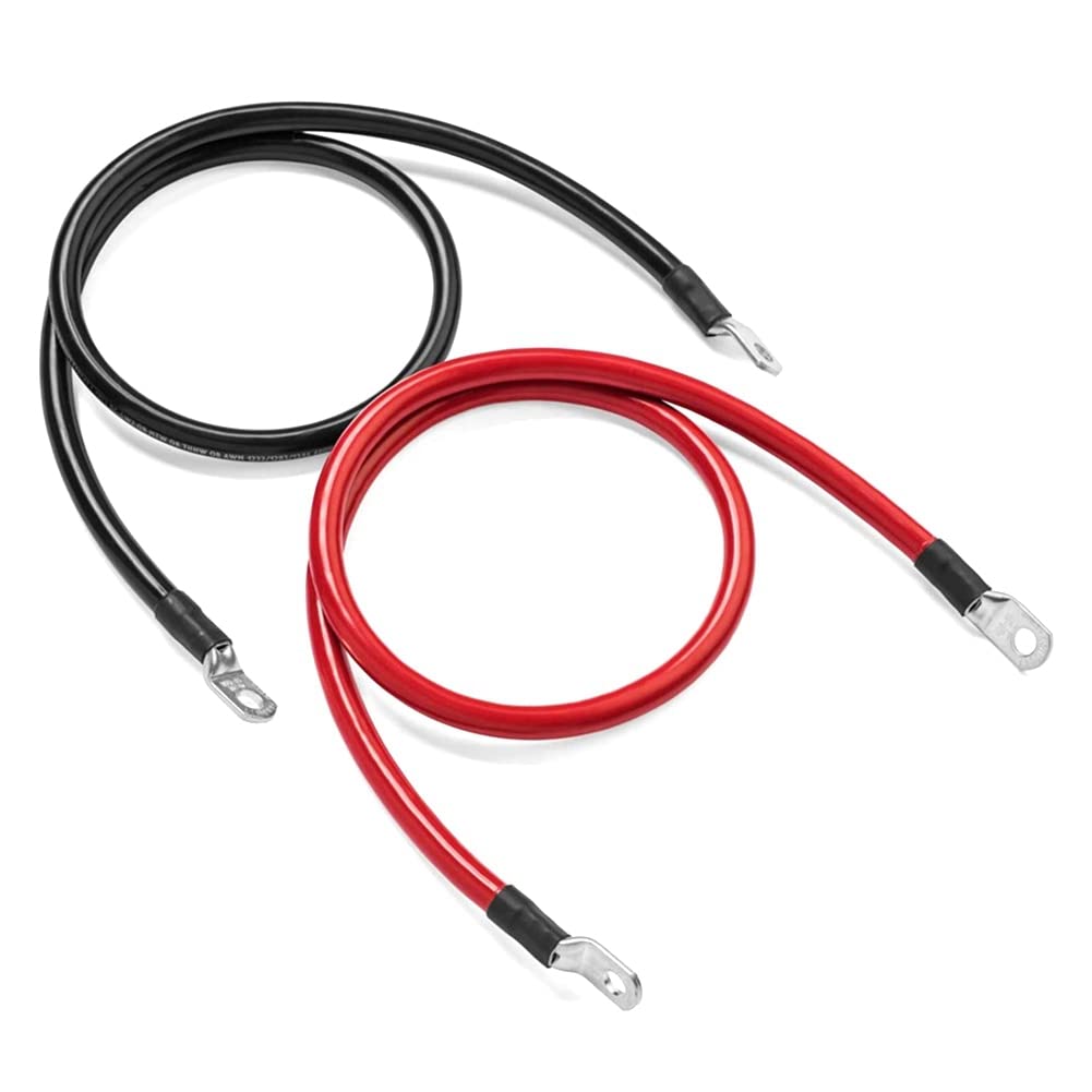 Corghd 1 Set Batterie-Wechselrichter-Kabel, 8 AWG, superweicher Silikondraht mit Klemmen mit Ösen von Corghd