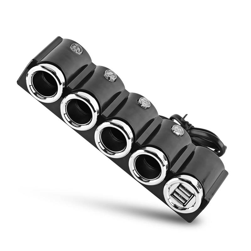 12V/24V USB 4-Wege-Auto-Zigarettenanzünder-Splitter-Ladegerät-Adapter Schwarz von Cornesty